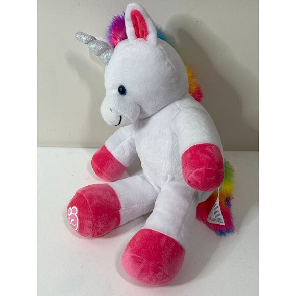 Build-A-Bear Unicorn Plush White with Rainbow Mane & Tail 16” - Picture 6 of 14